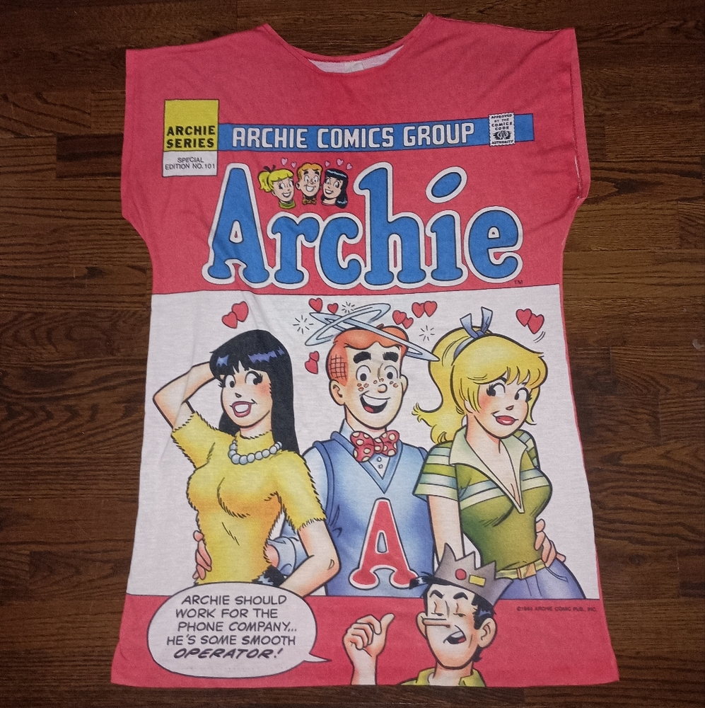 Vintage 1985 Archie Comics All Over Print AOP Archie Fan Club Graphic T-Shirt